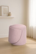 Modern Boucle Storage Stool - Pink