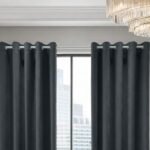 Printed Velvet Blackout Curtains - Charcoal - Image 2