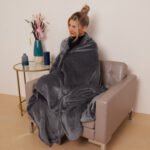 Luxury Fluffy Fleece Couch Throw - Charcoal - Image 3