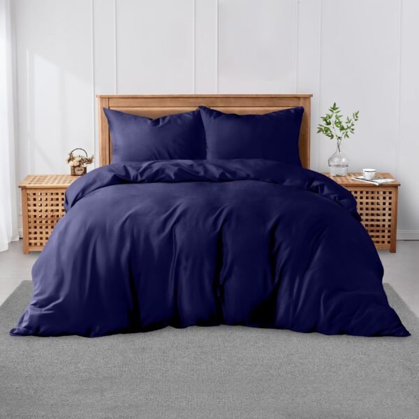 Luxury Plain Soft Duvet Cover Set - Navy