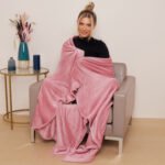 Luxury Fluffy Fleece Couch Throw - Blush Pink - Image 3