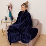 Luxury Fluffy Fleece Couch Throw - Navy - Image 3
