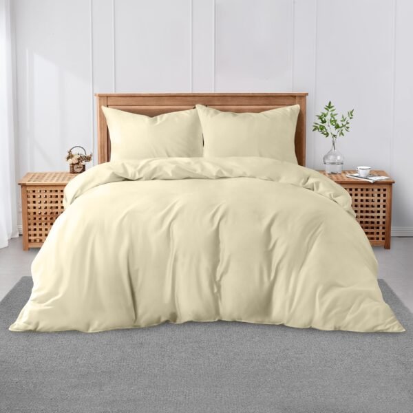 Luxury Plain Soft Duvet Cover Set - Cream