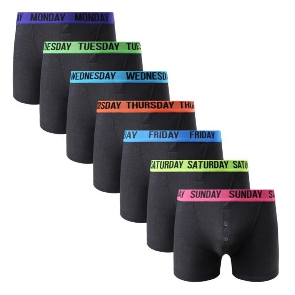 7 Pack Weekdays Boxer Shorts - Black Multi Waistband