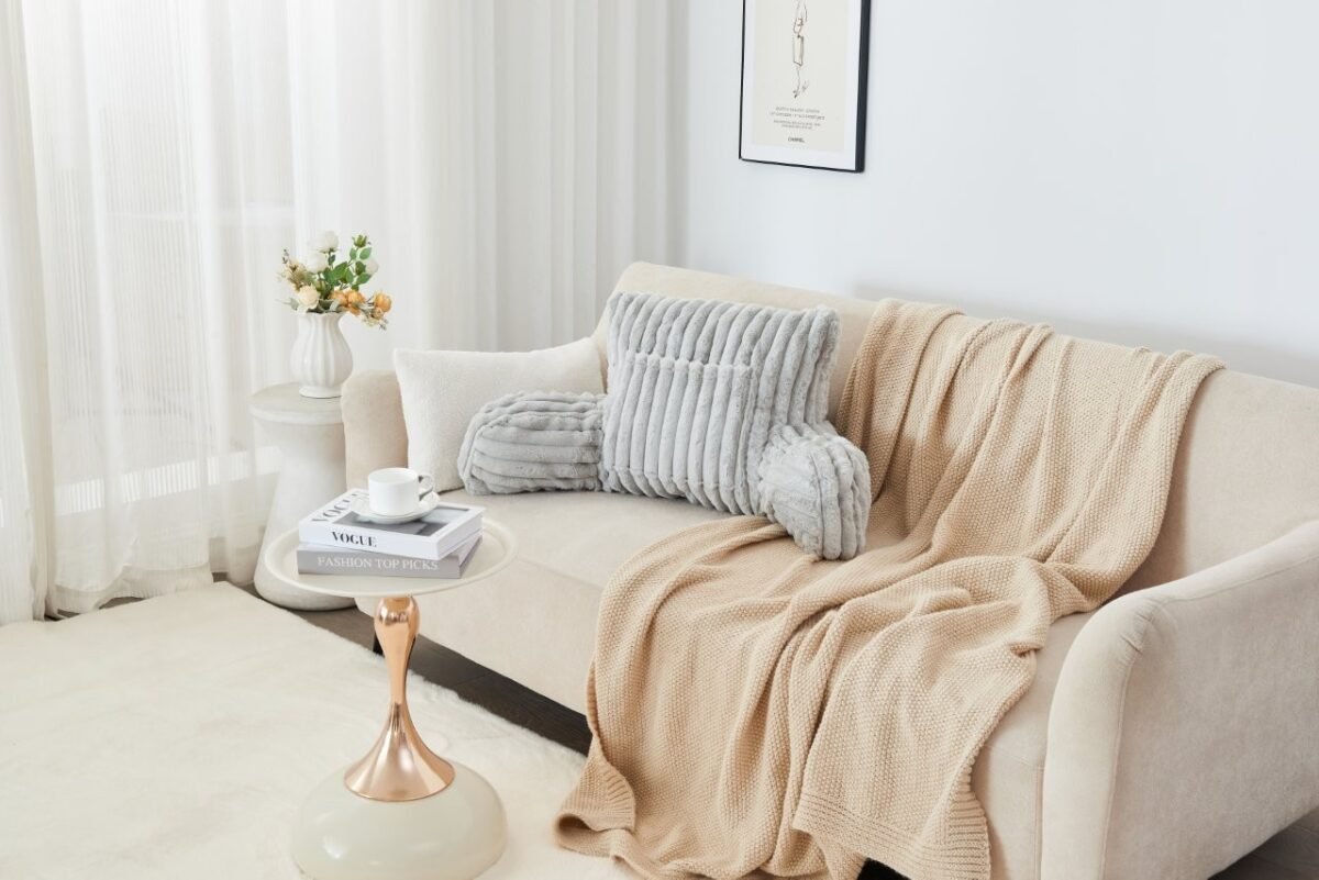Cosy Heated Ribbed Cuddle Cushion with Armrest Support - Grey