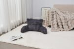 Cosy Heated Ribbed Cuddle Cushion with Armrest Support - Charcoal - Image 2