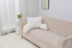 Cosy Heated Ribbed Cuddle Cushion with Armrest Support - White - Image 3