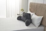 Cosy Heated Ribbed Cuddle Cushion with Armrest Support - Charcoal - Image 4