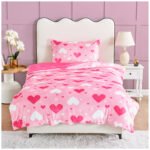 Heart Print Duvet Cover Set - Pink - Image 2
