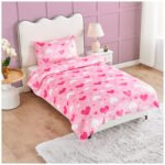 Heart Print Duvet Cover Set - Pink - Image 3