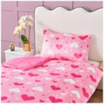 Heart Print Duvet Cover Set - Pink - Image 4