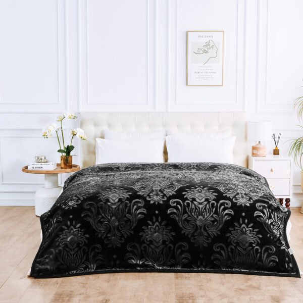 Deluxe Fleece Sherpa Cosy Blanket - Black