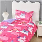 Unicorn Kids Teddy Fleece Duvet Cover Set - Multi