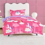 Unicorn Kids Teddy Fleece Duvet Cover Set - Multi