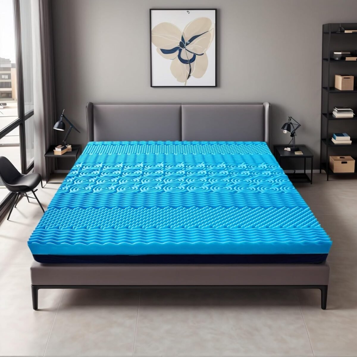 Memory Foam Mattress Topper With 7 Zone 7cm - Blue