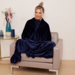 Luxury Fluffy Fleece Couch Throw - Navy - Image 2