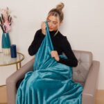 Luxury Fluffy Fleece Couch Throw - Teal - Image 2