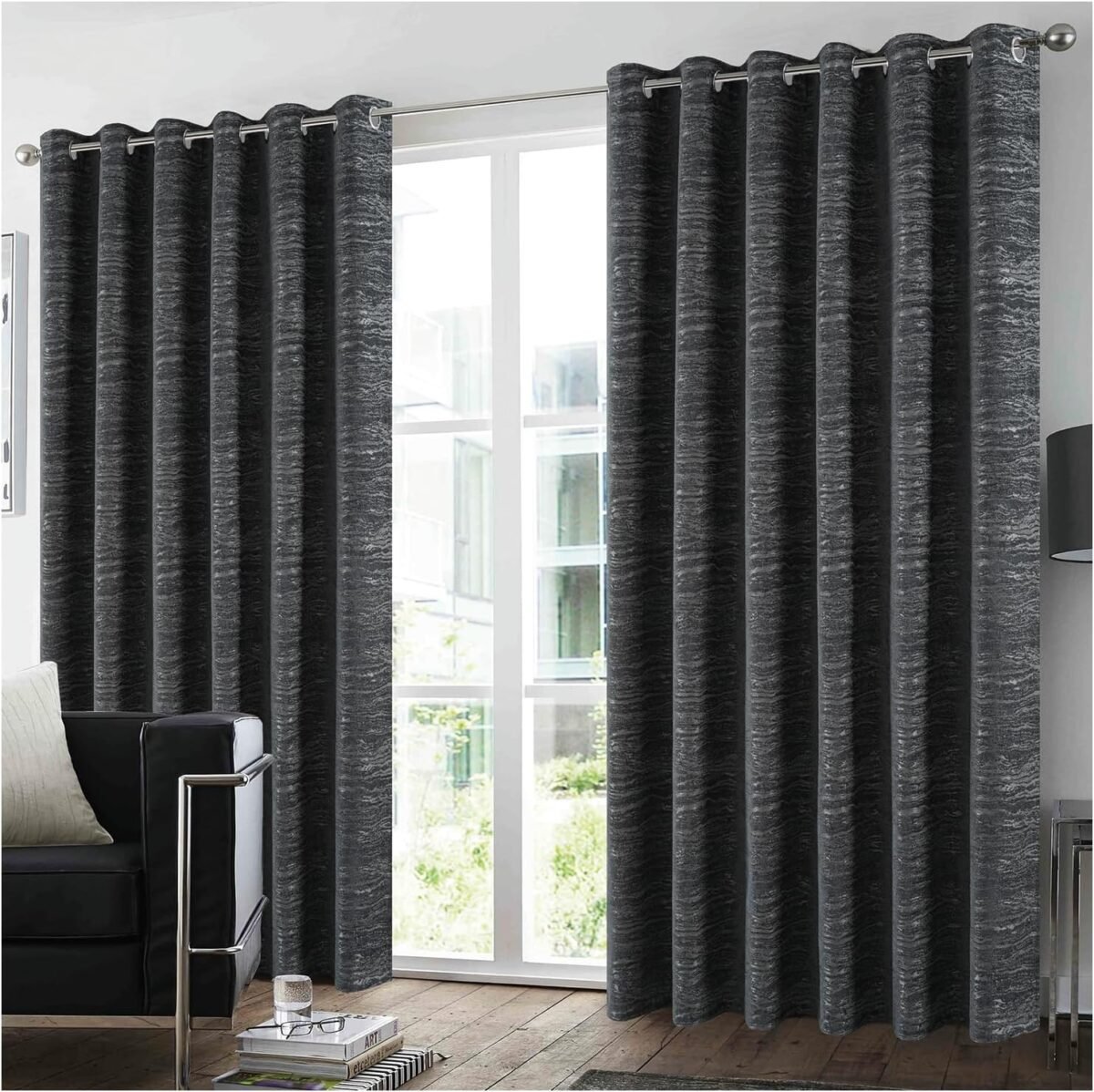Velvet Blackout Curtains For Home Décor - Charcoal