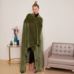 Luxury Fluffy Fleece Couch Throw - Sage Green - Image 6