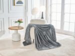 Luxury Fluffy Fleece Couch Throw - Charcoal - Image 14