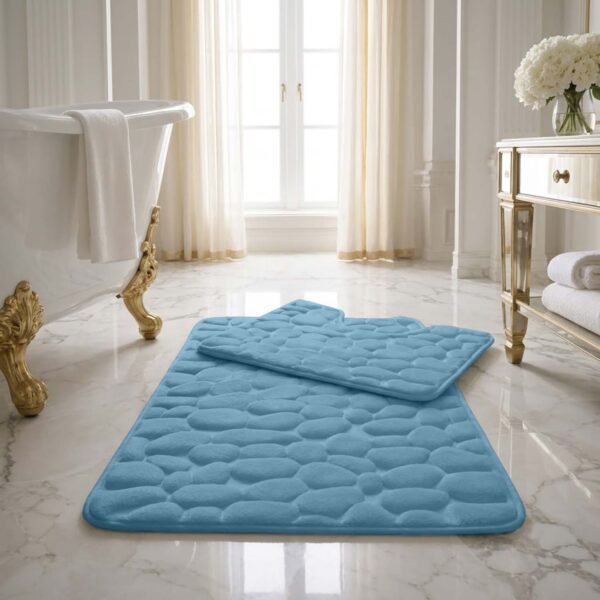 Luxury Pebbles Bathroom Mat 2 Piece - Aqua