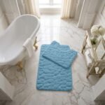 Luxury Pebbles Bathroom Mat 2 Piece - Aqua