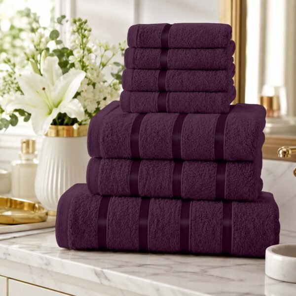 8 Piece Ultra Soft Cotton Towel Bale Set - Aubergine