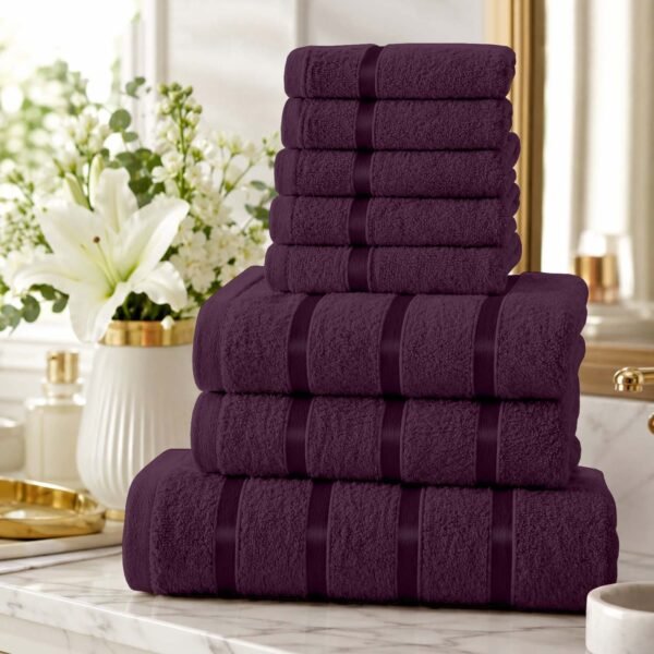 8 Piece Ultra Soft Cotton Towel Bale Set - Aubergine