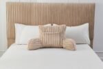 Cosy Heated Ribbed Cuddle Cushion with Armrest Support – Beige - Image 5