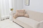 Cosy Heated Ribbed Cuddle Cushion with Armrest Support – Beige - Image 3