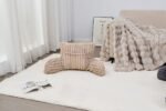Cosy Heated Ribbed Cuddle Cushion with Armrest Support – Beige - Image 2