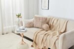 Cosy Heated Ribbed Cuddle Cushion with Armrest Support – Beige