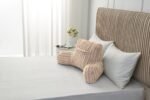 Cosy Heated Ribbed Cuddle Cushion with Armrest Support – Beige - Image 4