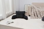 Cosy Heated Ribbed Cuddle Cushion with Armrest Support - Black - Image 2