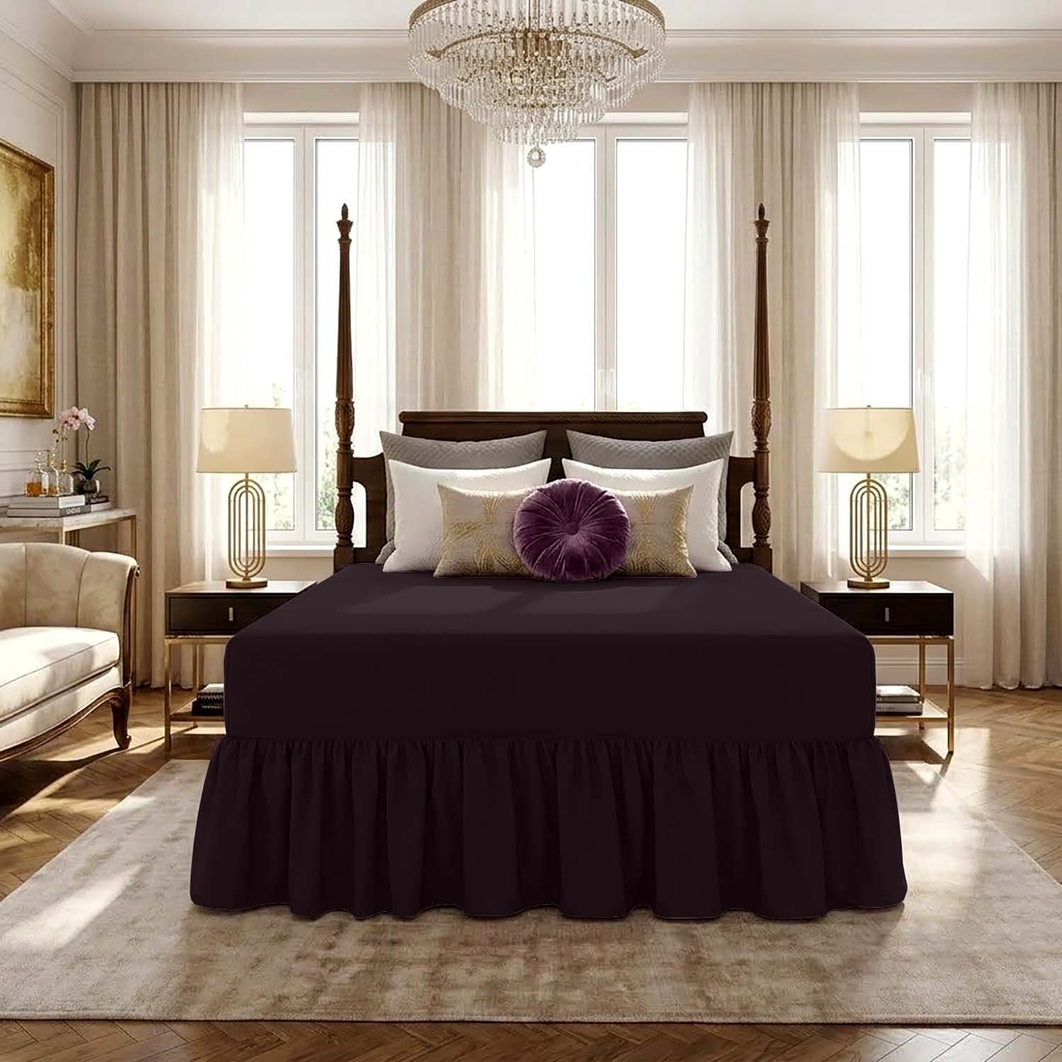 BLACK 2 Luxury Valance Bed Sheet Collection - Black