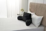 Cosy Heated Ribbed Cuddle Cushion with Armrest Support - Black - Image 4