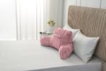 Cosy Heated Ribbed Cuddle Cushion with Armrest Support - Blush Pink - Image 4