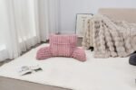 Cosy Heated Ribbed Cuddle Cushion with Armrest Support - Blush Pink - Image 2