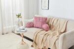 Cosy Heated Ribbed Cuddle Cushion with Armrest Support - Blush Pink