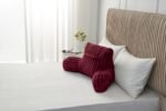 Cosy Heated Ribbed Cuddle Cushion with Armrest Support - Burgundy - Image 4