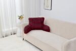Cosy Heated Ribbed Cuddle Cushion with Armrest Support - Burgundy - Image 3
