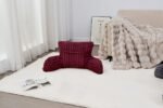 Cosy Heated Ribbed Cuddle Cushion with Armrest Support - Burgundy - Image 2