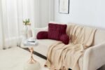 Cosy Heated Ribbed Cuddle Cushion with Armrest Support - Burgundy