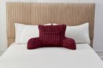 Cosy Heated Ribbed Cuddle Cushion with Armrest Support - Burgundy - Image 5