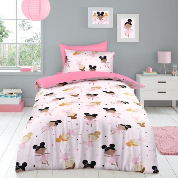 Girls Ballet Print Duvet Cover Set - Multi