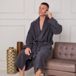 Ultra Soft Shawl Collar Bathrobe - Charcoal