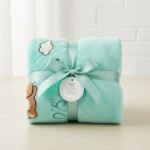Dreamy Bear Baby Fleece Throw - Duck Egg - Image 2