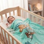 Dreamy Bear Baby Fleece Throw - Duck Egg - Image 5