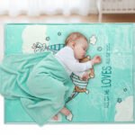 Dreamy Bear Baby Fleece Throw - Duck Egg - Image 4
