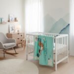 Dreamy Bear Baby Fleece Throw - Duck Egg